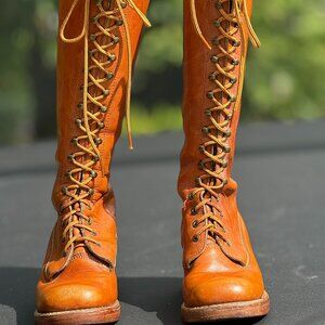 Frye Vintage Lace-Up Genuine Leather Boats (Tan, Size 7)